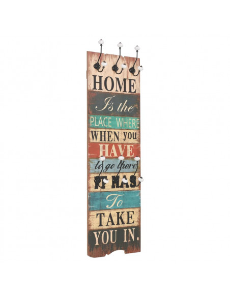 Appendiabiti da Parete con 6 Ganci HOME IS 120x40 cm