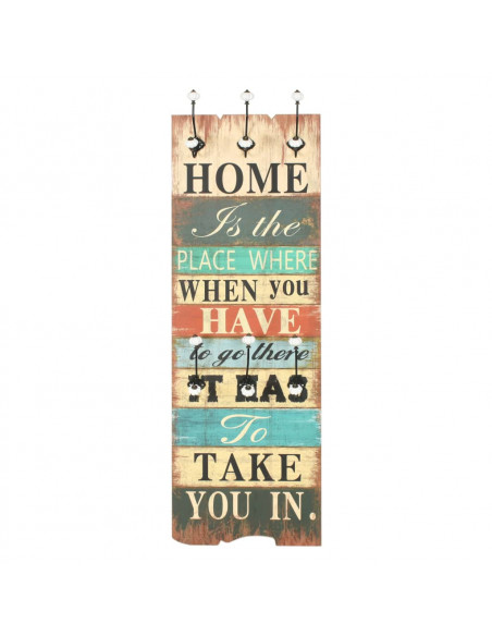 Appendiabiti da Parete con 6 Ganci HOME IS 120x40 cm