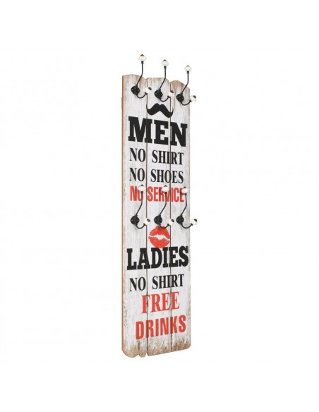 Appendiabiti da Parete con 6 Ganci MEN LADIES 120x40 cm