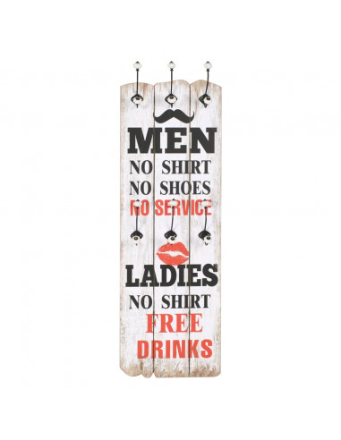 Appendiabiti da Parete con 6 Ganci MEN LADIES 120x40 cm