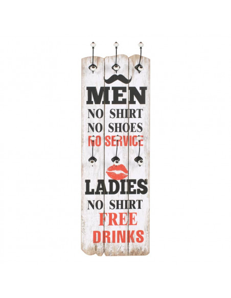 Appendiabiti da Parete con 6 Ganci MEN LADIES 120x40 cm