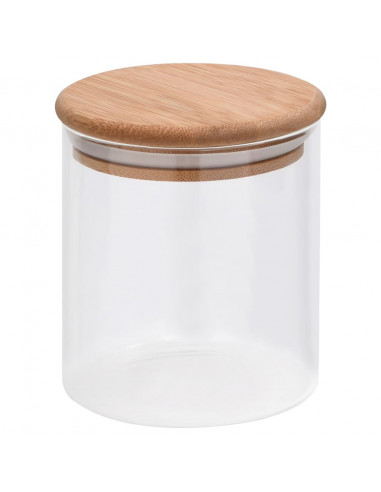 Barattoli di Vetro con Coperchio in Bambù 10 pz 600 ml