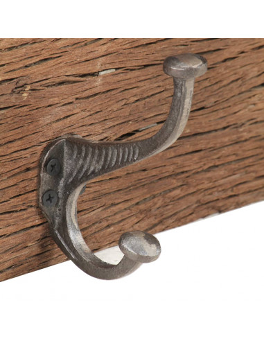 Appendiabiti Parete 5 Ganci 100x2,5x15cm Massello di Recupero