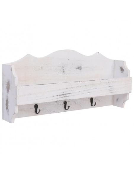 Appendiabiti a Muro Bianco 50x10x23 cm in Legno