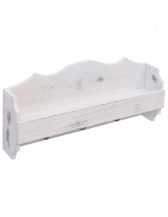 Appendiabiti a Muro Bianco 50x10x23 cm in Legno 2
