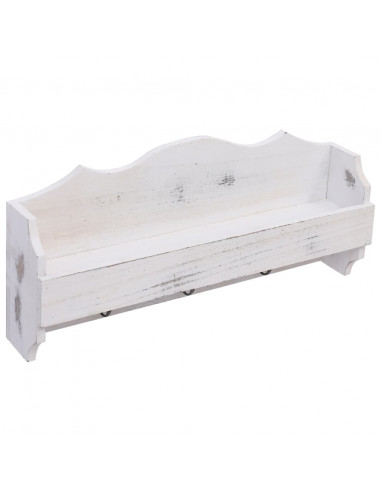 Appendiabiti a Muro Bianco 50x10x23 cm in Legno