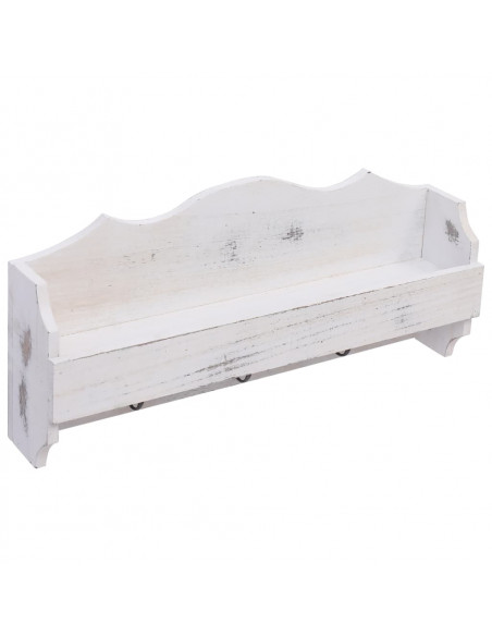 Appendiabiti a Muro Bianco 50x10x23 cm in Legno