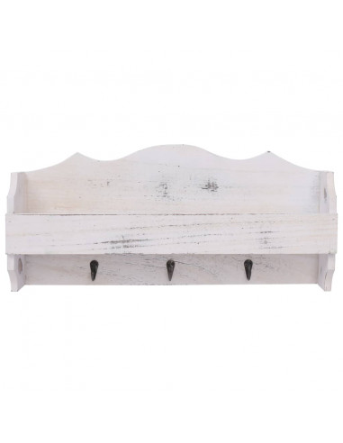 Appendiabiti a Muro Bianco 50x10x23 cm in Legno