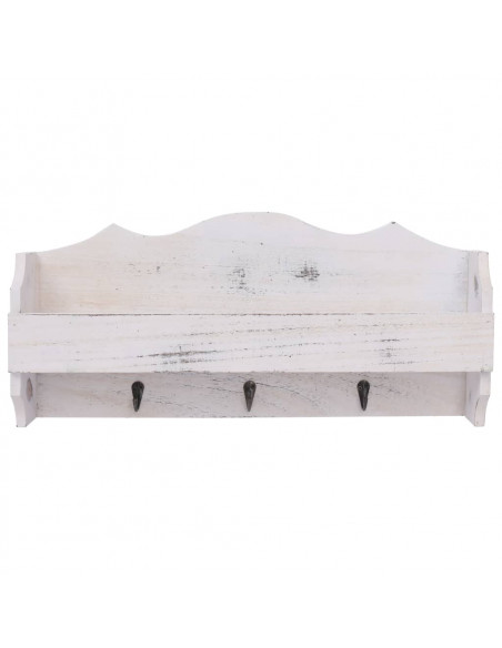 Appendiabiti a Muro Bianco 50x10x23 cm in Legno