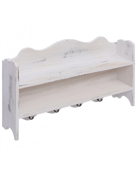 Appendiabiti a Muro Bianco 50x10x30 cm in Legno