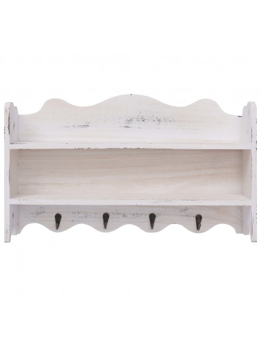 Appendiabiti a Muro Bianco 50x10x30 cm in Legno