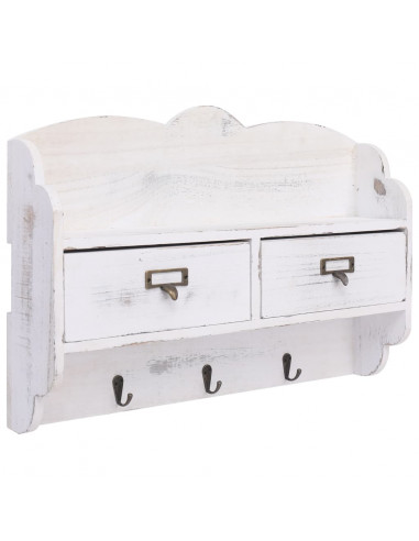 Appendiabiti a Muro Bianco 50x10x34 cm in Legno