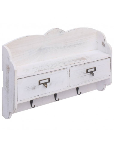 Appendiabiti a Muro Bianco 50x10x34 cm in Legno