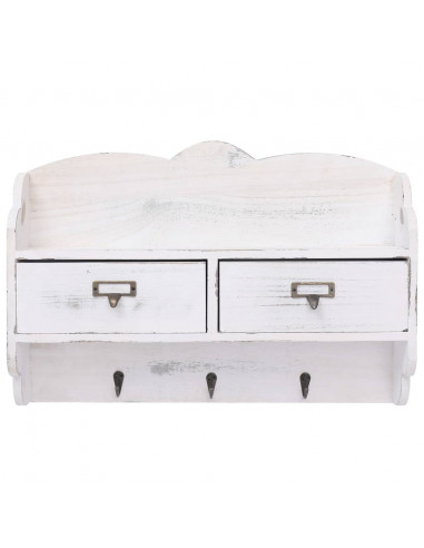 Appendiabiti a Muro Bianco 50x10x34 cm in Legno