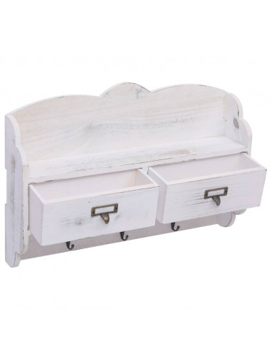 Appendiabiti a Muro Bianco 50x10x34 cm in Legno