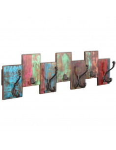 Appendiabiti con 7 Ganci in Legno Massello di Recupero 2