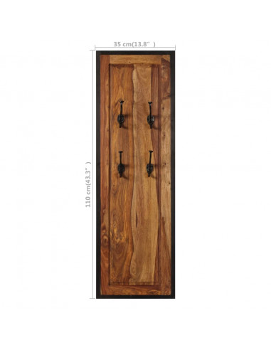 Appendiabiti 2 pz in Legno Massello di Sheesham