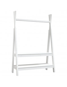 Appendiabiti Bianco 100x45,5x150 cm Legno Massello di Pino 2