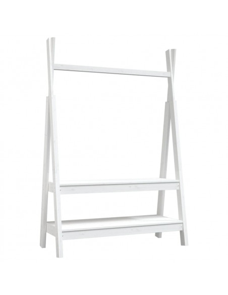 Appendiabiti Bianco 100x45,5x150 cm Legno Massello di Pino
