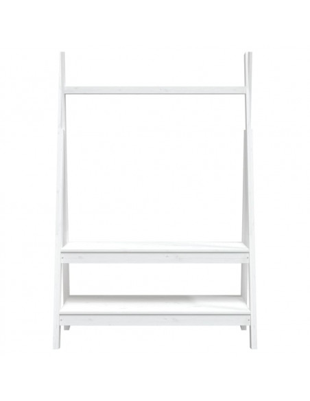 Appendiabiti Bianco 100x45,5x150 cm Legno Massello di Pino