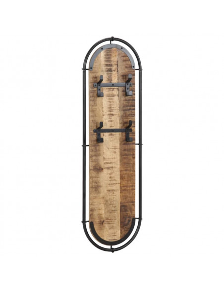 Appendiabiti da Parete con 4 Ganci 2pz Legno Massello di Mango