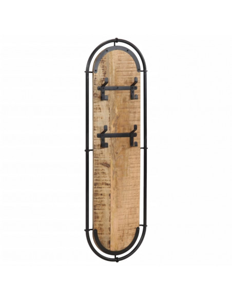 Appendiabiti da Parete con 4 Ganci 2pz Legno Massello di Mango