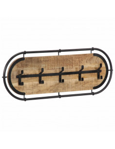 Appendiabiti da Parete con 5 Ganci in Legno Massello di Mango 2