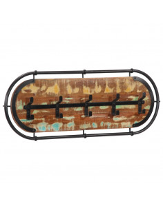 Appendiabiti da Parete con 5 Ganci in Legno Massello Recupero 2