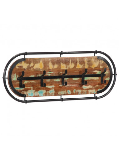 Appendiabiti da Parete con 5 Ganci in Legno Massello Recupero