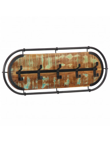 Appendiabiti da Parete con 5 Ganci in Legno Massello Recupero