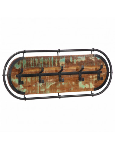 Appendiabiti da Parete con 5 Ganci in Legno Massello Recupero