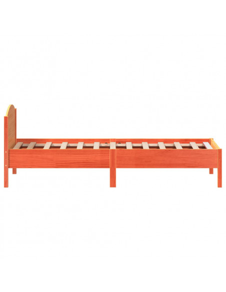 Giroletto con Testiera Marrone Cera 100x200 cm Massello Pino