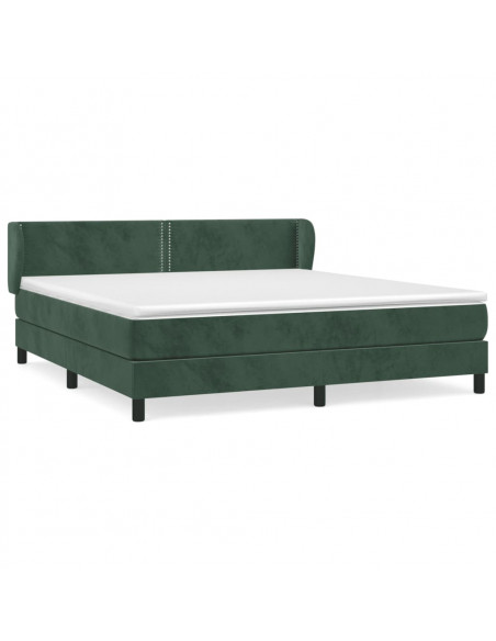 Giroletto a Molle con Materasso Verde Scuro 160x200 cm Velluto