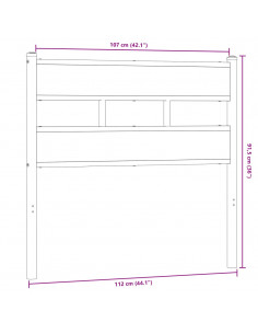 Testiera di Ricambio Rovere Sonoma 107 cm in Ferro e Legno Multistrato