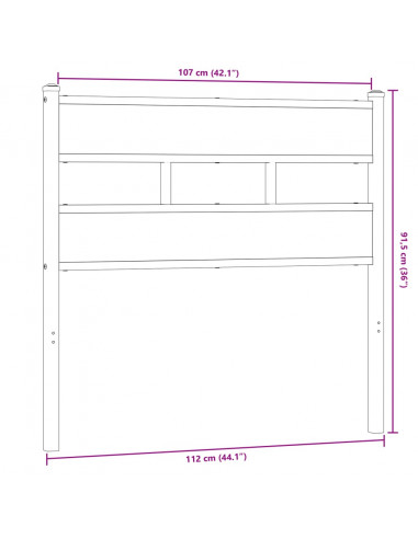 Testiera di Ricambio Rovere Sonoma 107 cm in Ferro e Legno Multistrato
