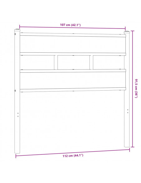 Testiera di Ricambio Rovere Sonoma 107 cm in Ferro e Legno Multistrato