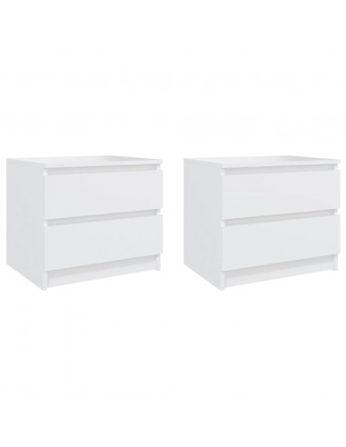Comodini 2 pz Bianchi 50x39x43,5 cm in Legno Multistrato