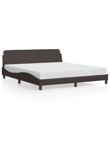 Giroletto con Testiera Marrone Scuro 180x200 cm in Tessuto