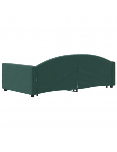 Divano Letto Estraibile Cassetti Verde Scuro 100x200cm Velluto