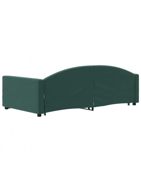 Divano Letto Estraibile Cassetti Verde Scuro 100x200cm Velluto
