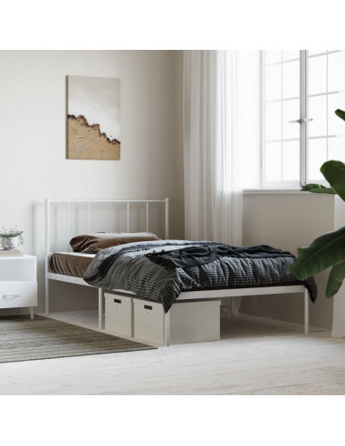 Giroletto con Testiera Metallo Bianco 100x200 cm