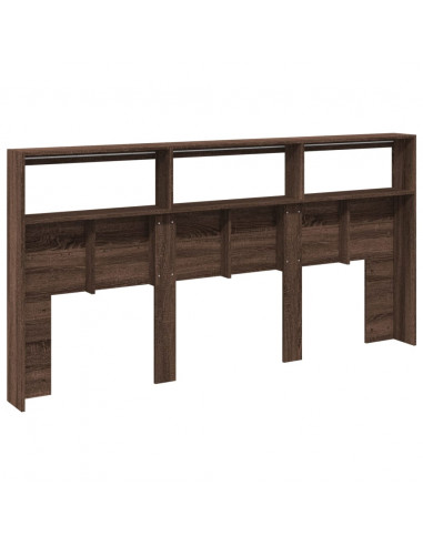 Testiera con Contenitore a LED Rovere Marrone 200x17x102 cm