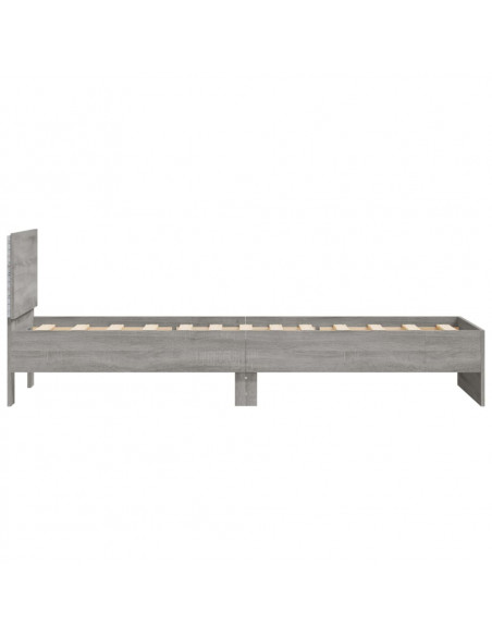 Giroletto con Testiera e LED Grigio Sonoma 75x190 cm