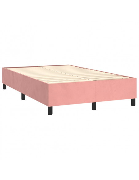 Giroletto a Molle con Materasso Rosa 120x190 cm in Velluto