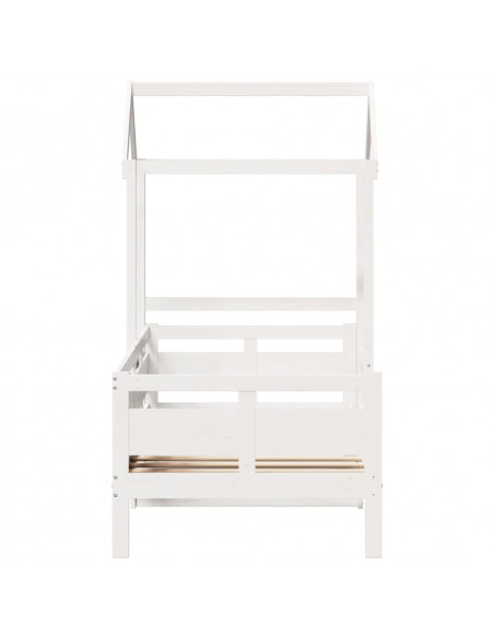 Dormeuse con Tetto 90x200 cm Bianco in Legno Massello di Pino