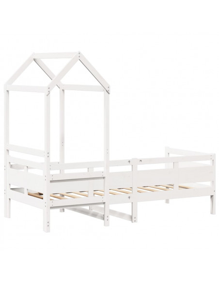 Dormeuse con Tetto 90x200 cm Bianco in Legno Massello di Pino