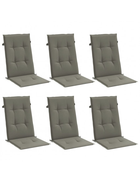 Cuscini Sedia Schiena Alta 6 Grigio Mélange 120x50x4 Tessuto