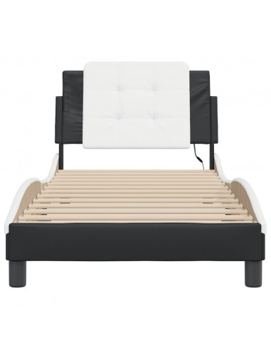 Giroletto con Luci LED Nero e Bianco 80x200 cm in Similpelle