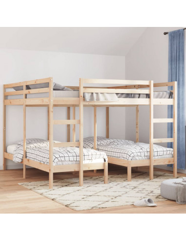 Giroletto Castello Triplo 200x200/80x200cm Legno Massello Pino