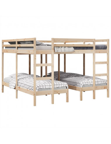 Giroletto Castello Triplo 200x200/80x200cm Legno Massello Pino